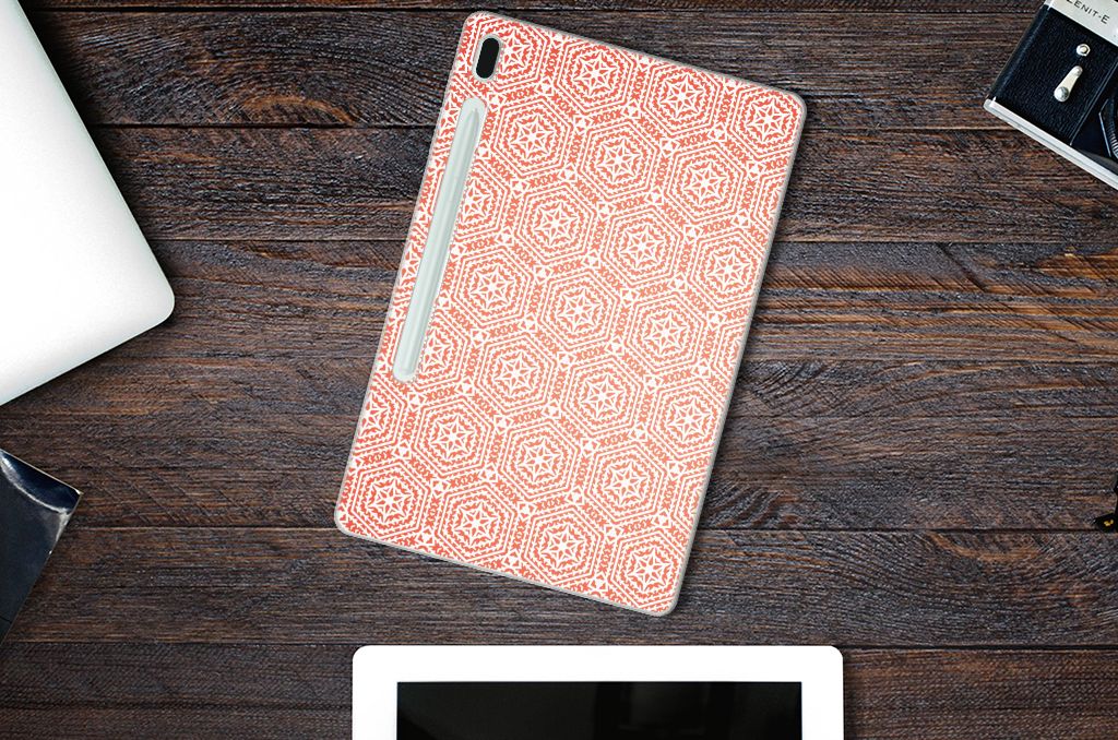 Samsung Galaxy Tab S7FE Hippe Hoes Pattern Orange - B2C Telecom