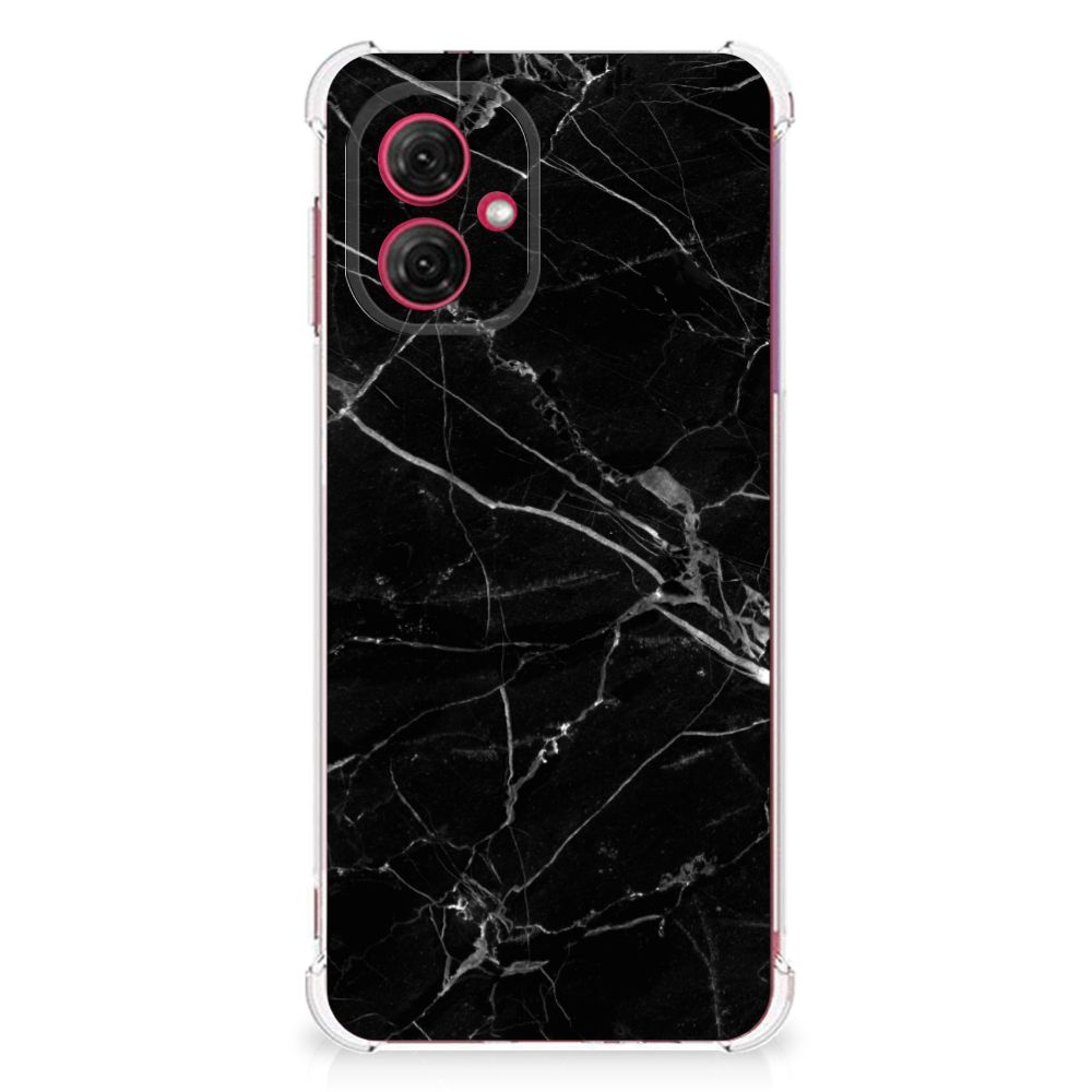 Motorola Moto G55 Anti-Shock Hoesje Marmer Zwart - Origineel Cadeau Vader