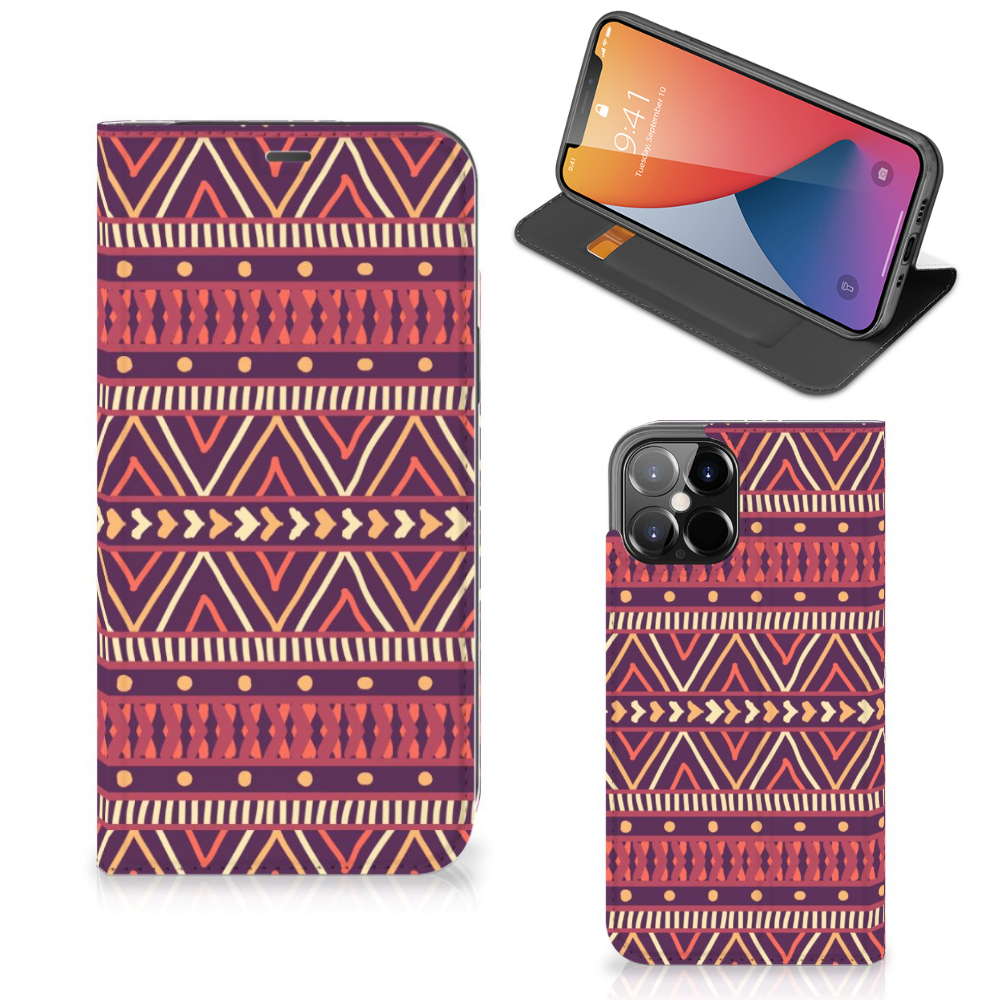 iPhone 12 Pro Max Hoesje met Magneet Aztec Paars