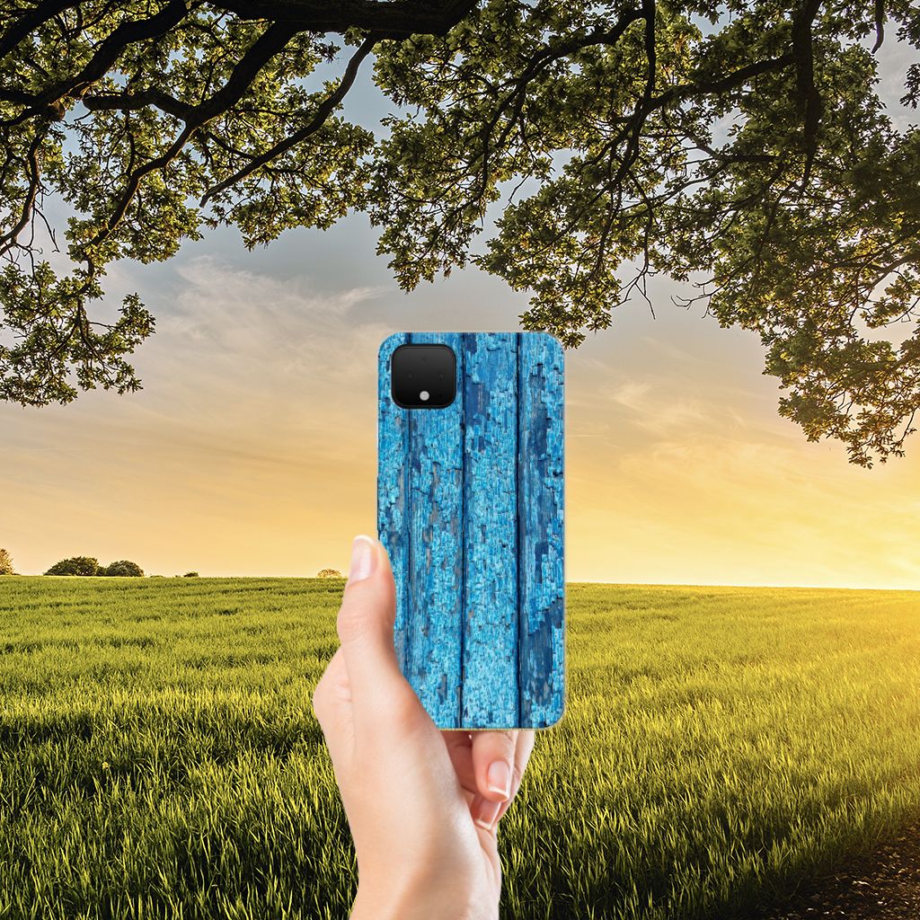 Google Pixel 4 XL Bumper Hoesje Wood Blue B2C Telecom
