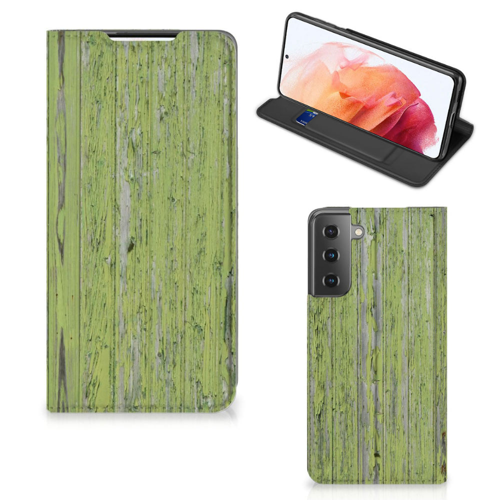Samsung Galaxy S21 Book Wallet Case Green Wood