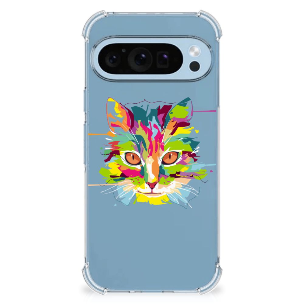 Google Pixel 9 | 9 Pro Stevig Bumper Hoesje Cat Color