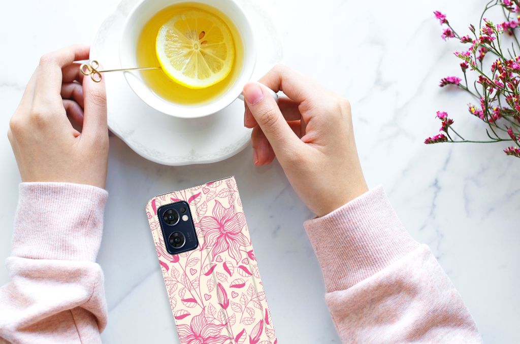 OPPO Find X5 Lite | Reno7 5G Smart Cover Pink Flowers - B2C Telecom