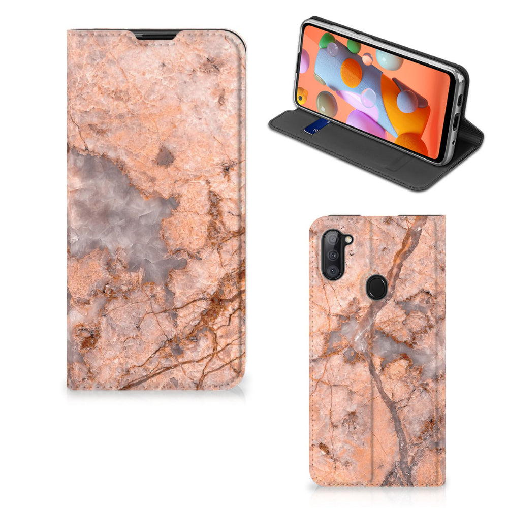 Samsung Galaxy M11 | A11 Standcase Marmer Oranje