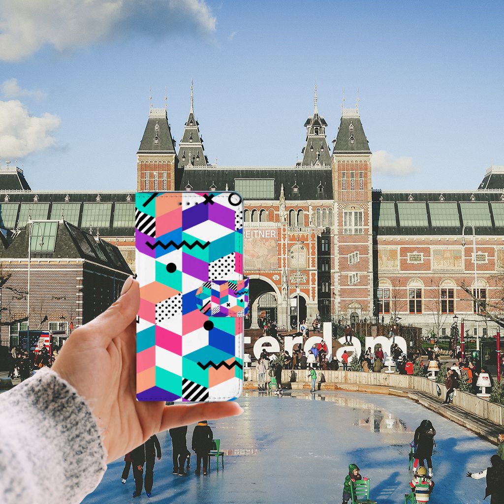 Huawei P10 Lite Book Case Blokken Kleurrijk
