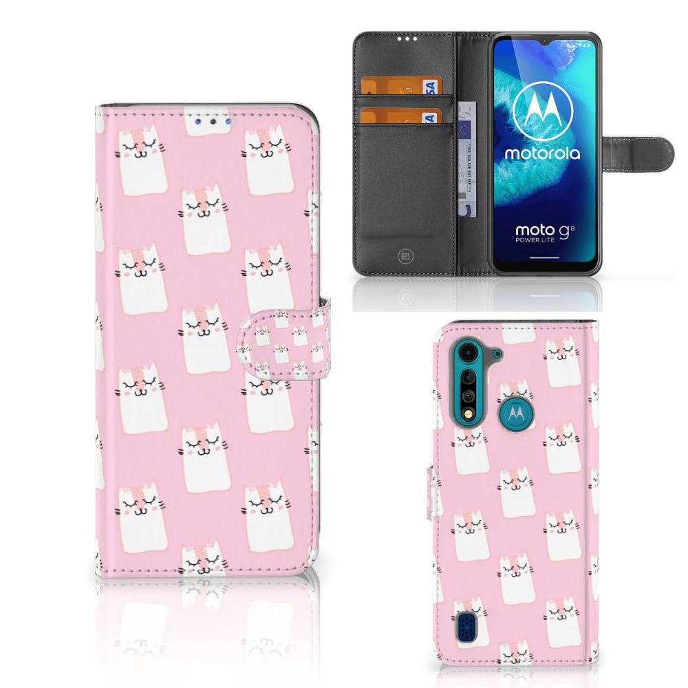 Motorola G8 Power Lite Telefoonhoesje met Pasjes Sleeping Cats