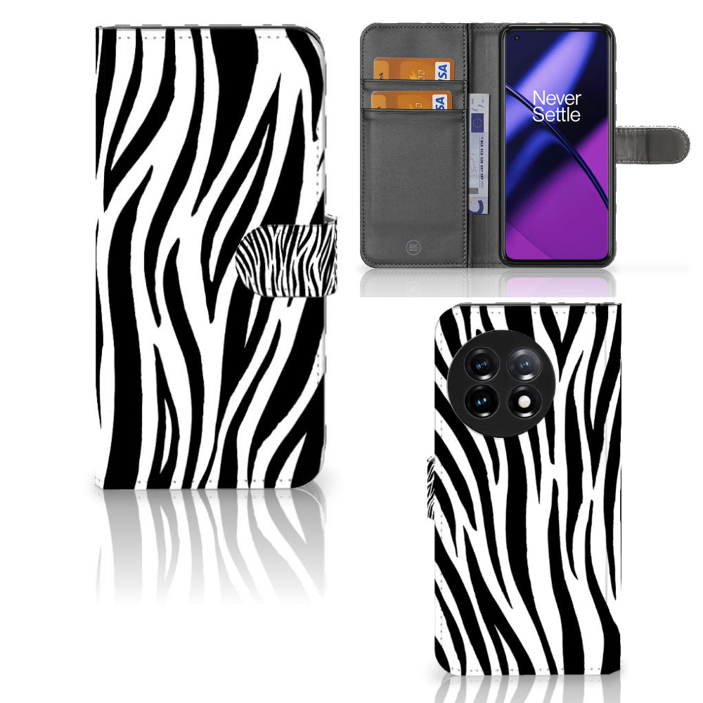 OnePlus 11 Telefoonhoesje met Pasjes Zebra