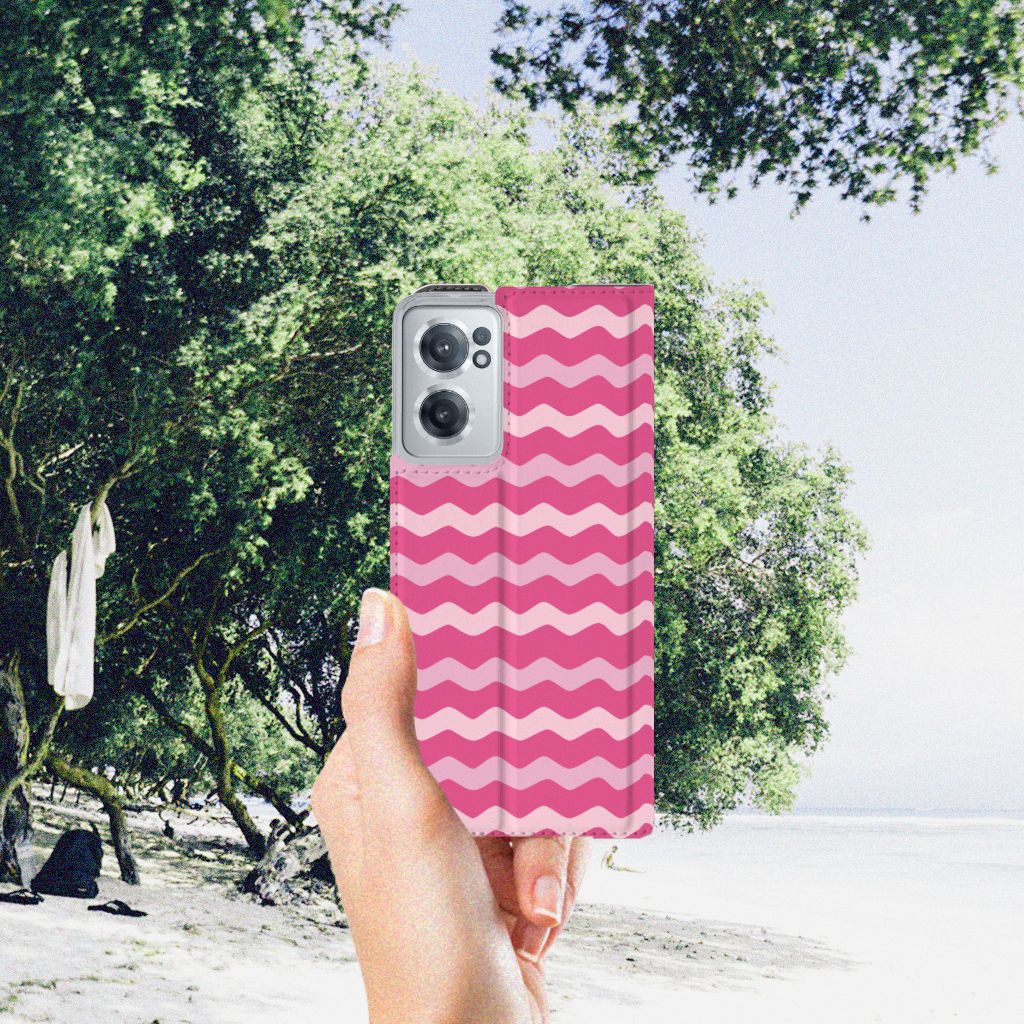 OnePlus Nord CE 2 5G Hoesje met Magneet Waves Pink - B2C Telecom