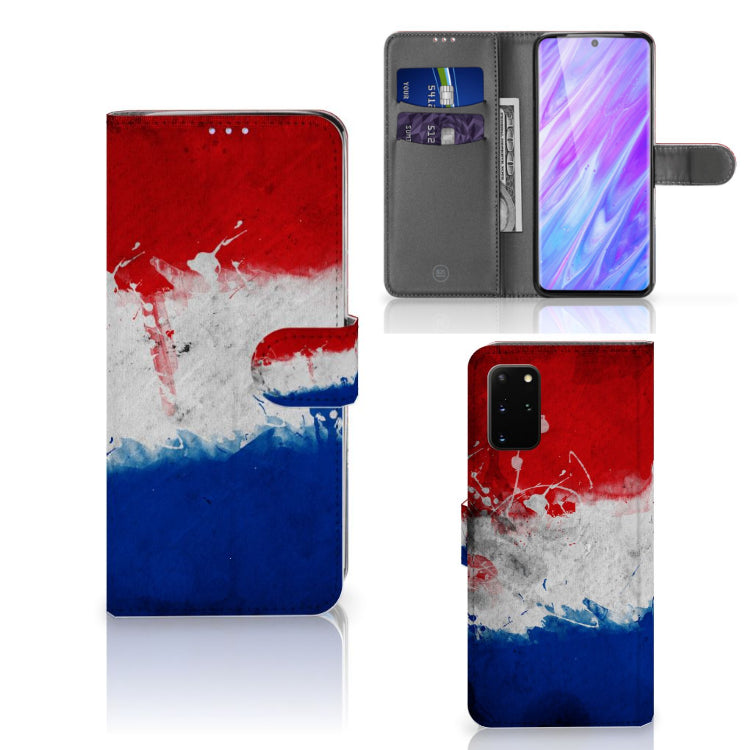 Samsung Galaxy S20 Plus Bookstyle Case Nederland met ontwerp van de Nederlandse vlag, ideaal voor trots op Nederland.