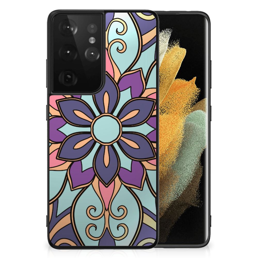 Samsung Galaxy S21 Ultra Bloemen Hoesje Purple Flower B2C Telecom