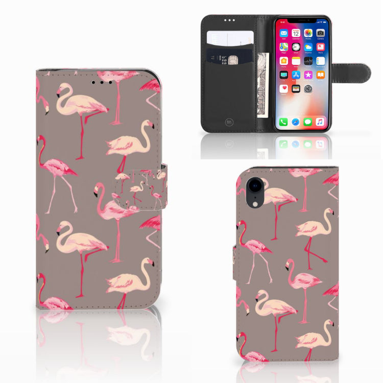 Apple iPhone Xr Telefoonhoesje met Pasjes Flamingo