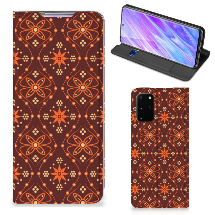 Samsung Galaxy S20 Plus Hoesje met Magneet Batik Brown