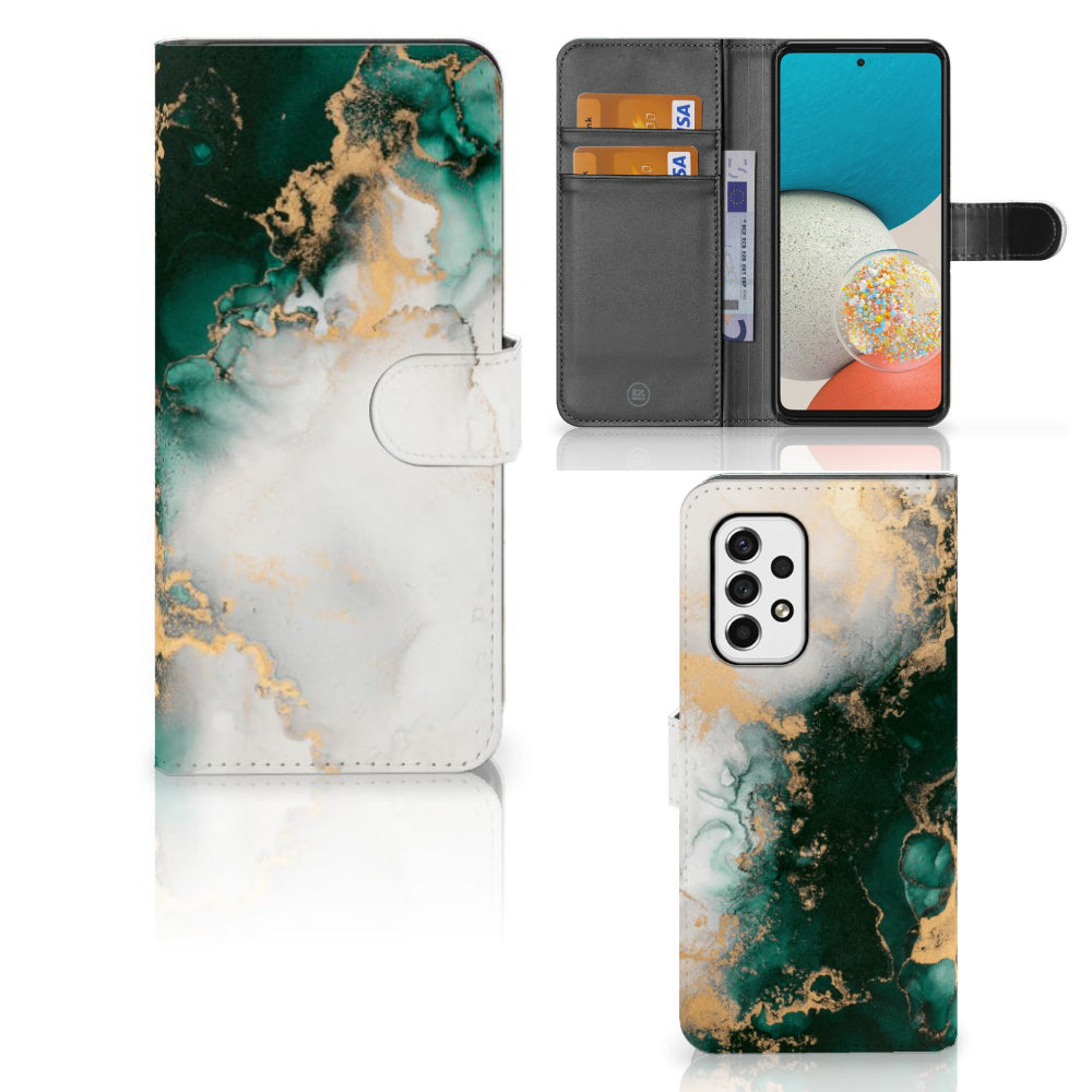 Bookcase voor Samsung Galaxy A53 Marmer Groen