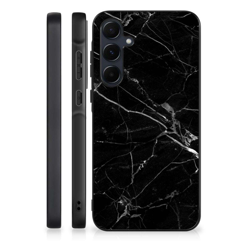 Samsung Galaxy A55 Marmeren Print Telefoonhoesje Marmer Zwart - Origineel Cadeau Vader B2C Telecom