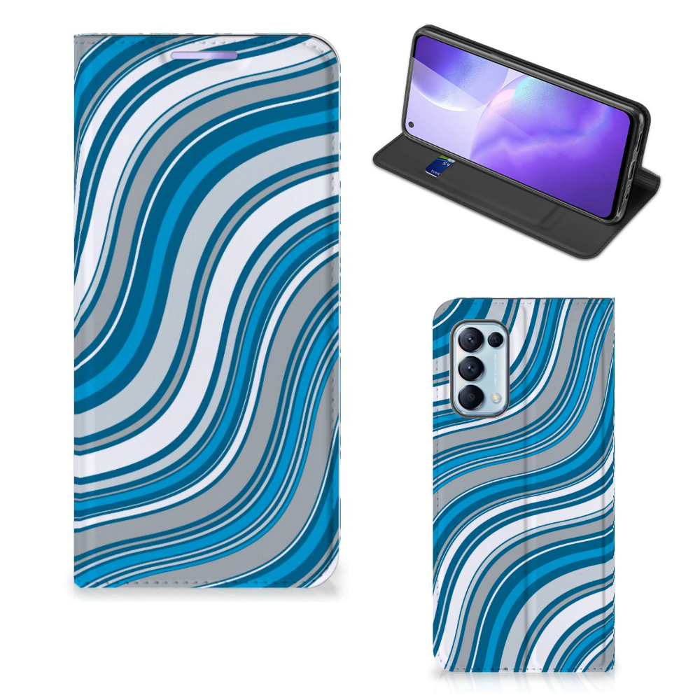 OPPO Find X3 Lite Hoesje met Magneet Waves Blue - B2C Telecom