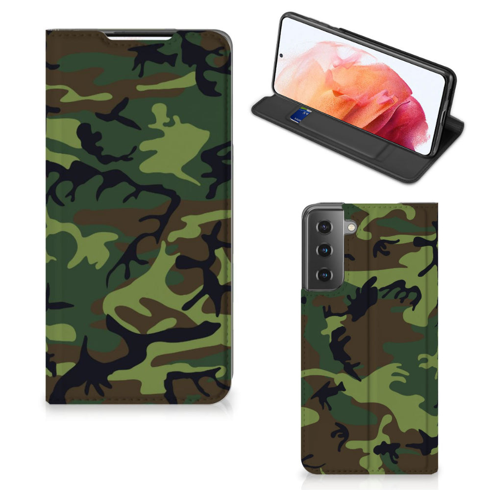 Samsung Galaxy S21 Hoesje met Magneet Army Dark