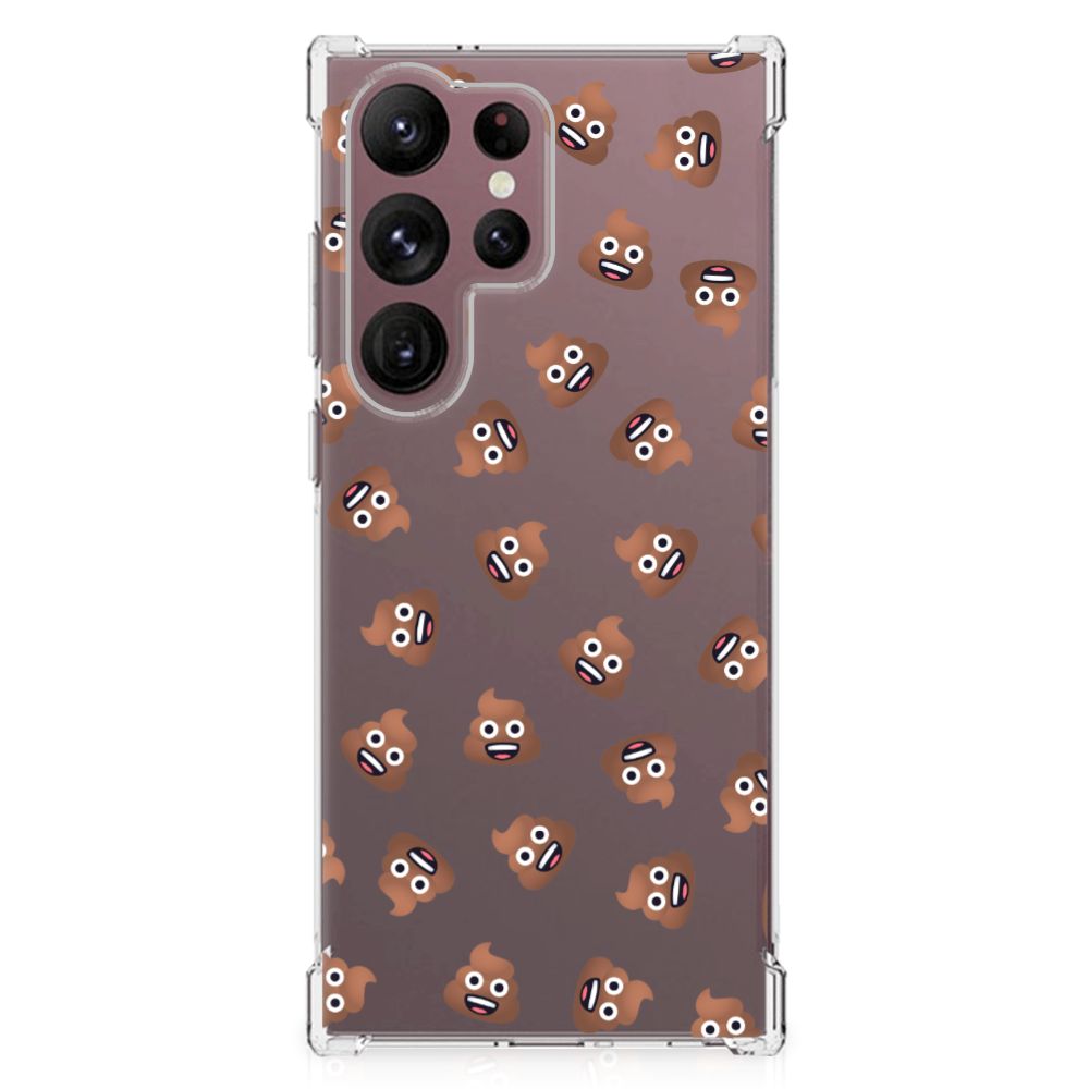 Doorzichtige Silicone Hoesje voor Samsung Galaxy S23 Ultra Poep Emojis B2C Telecom