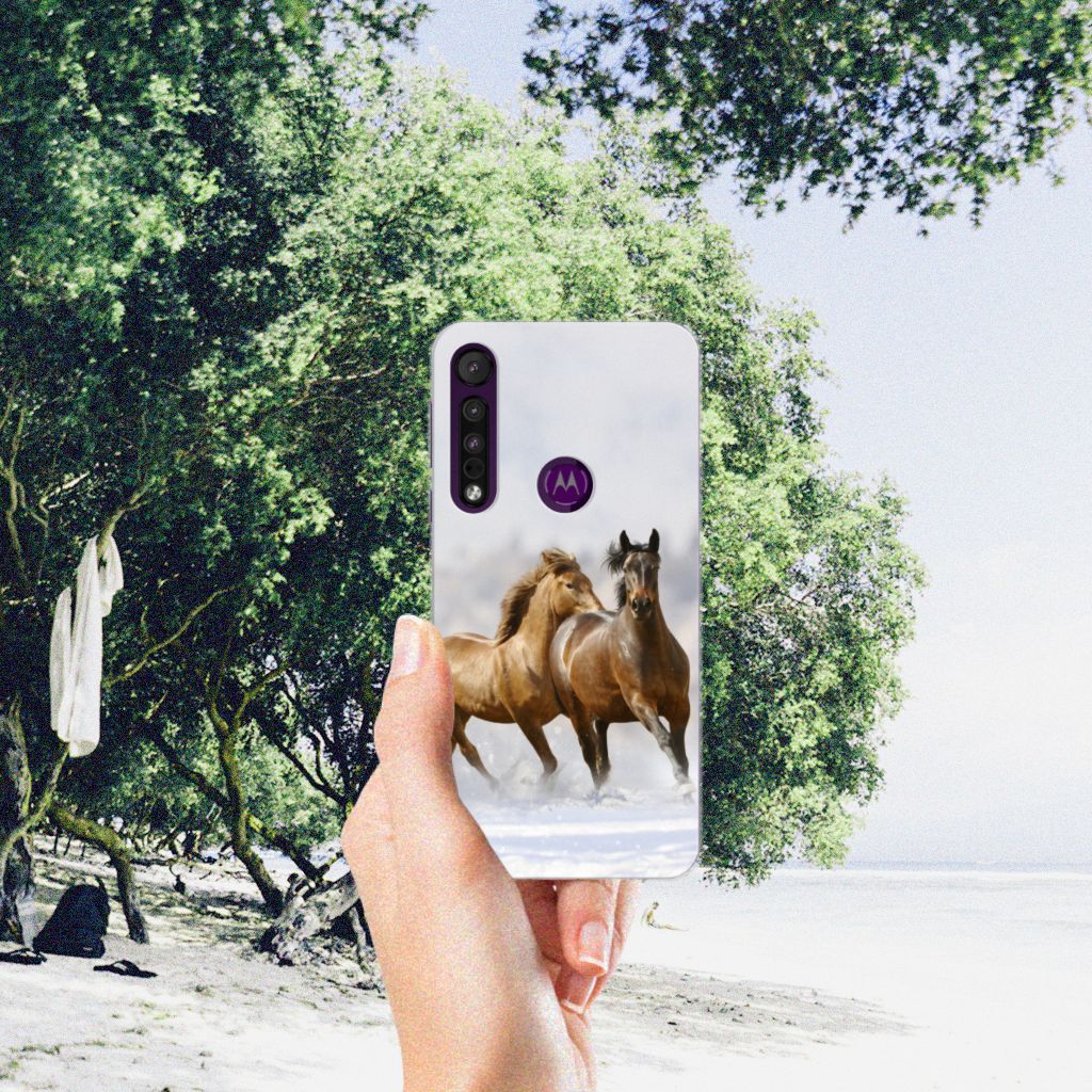 Motorola One Macro TPU Hoesje Paarden B2C Telecom