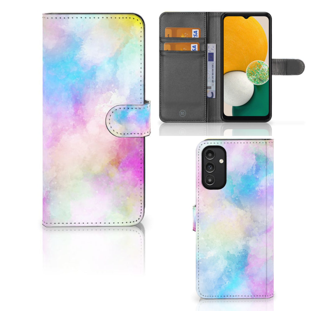 Hoesje Samsung Galaxy A14 4G Watercolor Light met pasjeshouder in pastelkleuren en unieke watercolor design.