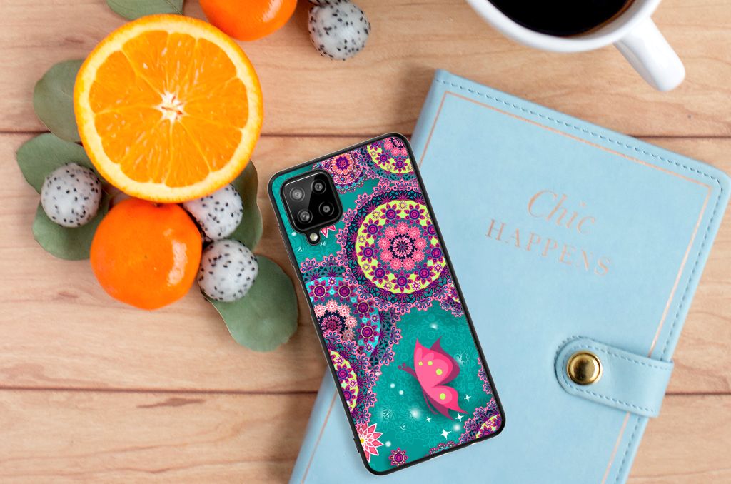 Samsung Galaxy A12 Leuk Telefoonhoesje Cirkels en Vlinders B2C Telecom