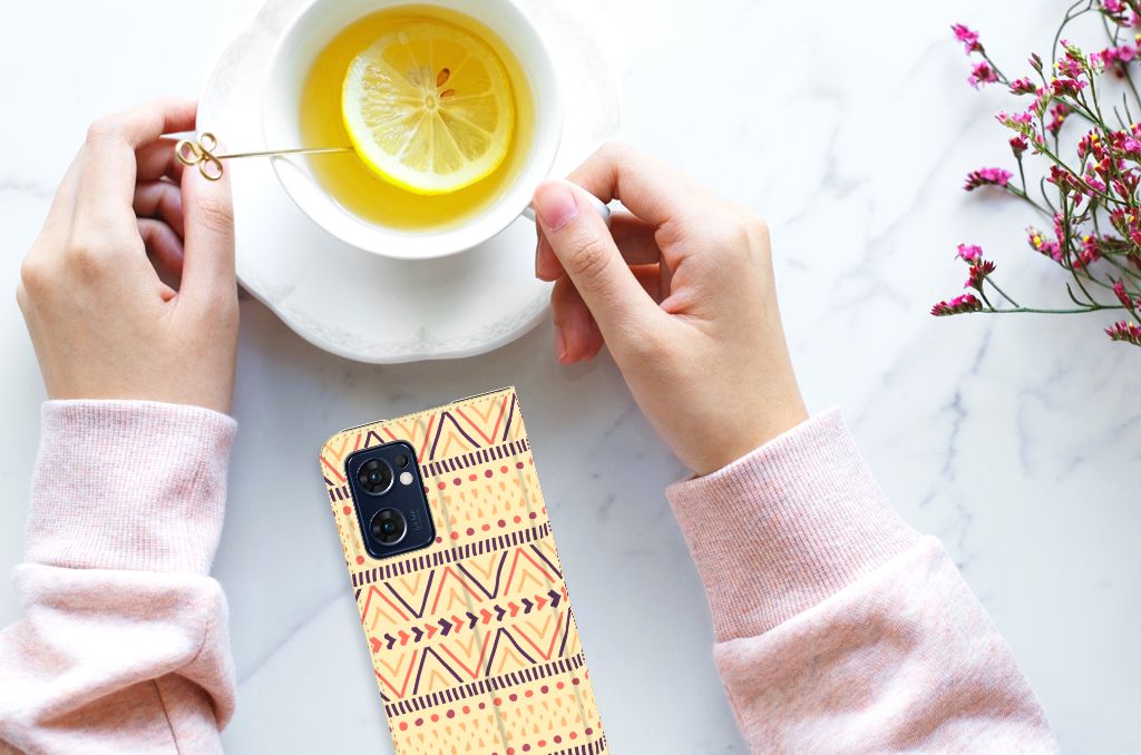 OPPO Find X5 Lite | Reno7 5G Hoesje met Magneet Aztec Yellow - B2C Telecom