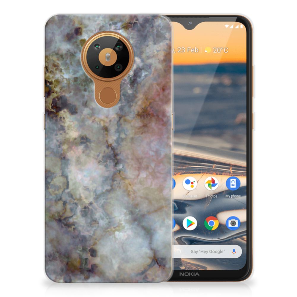 Nokia 5.3 TPU Siliconen Hoesje Marmer Grijs B2C Telecom