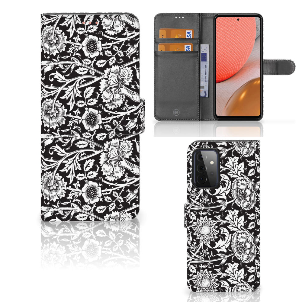 Samsung Galaxy A72 Hoesje Black Flowers