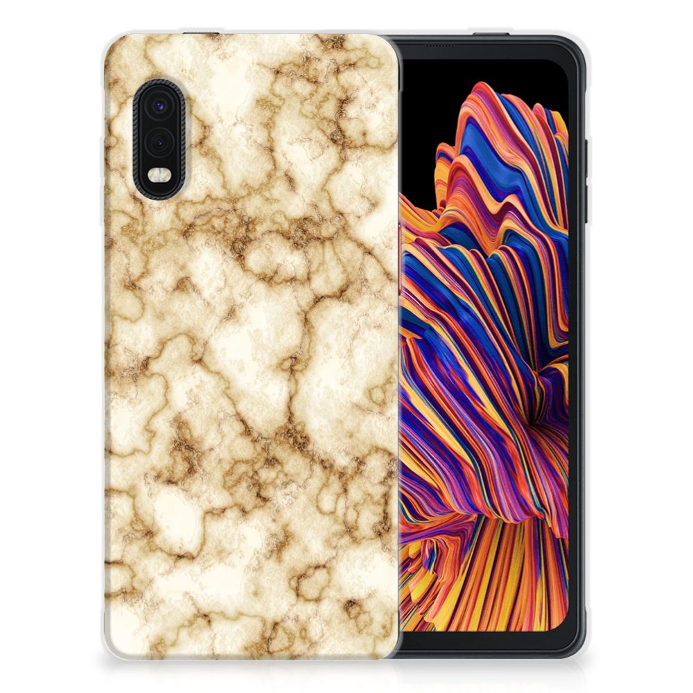 Samsung Xcover Pro TPU Siliconen Hoesje Marmer Goud B2C Telecom