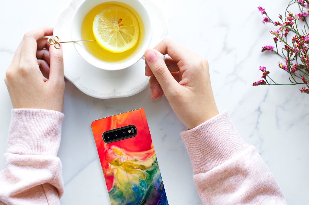 Bookcase Samsung Galaxy S10 Watercolor Dark