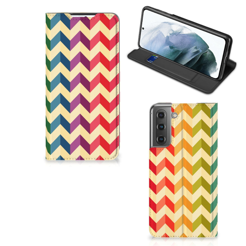 Samsung Galaxy S21 FE Hoesje met Magneet Zigzag Multi Color