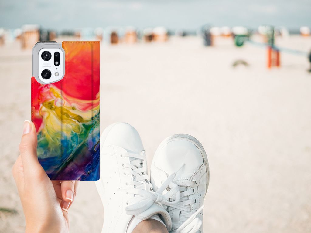 Bookcase OPPO Find X5 Pro Watercolor Dark - B2C Telecom