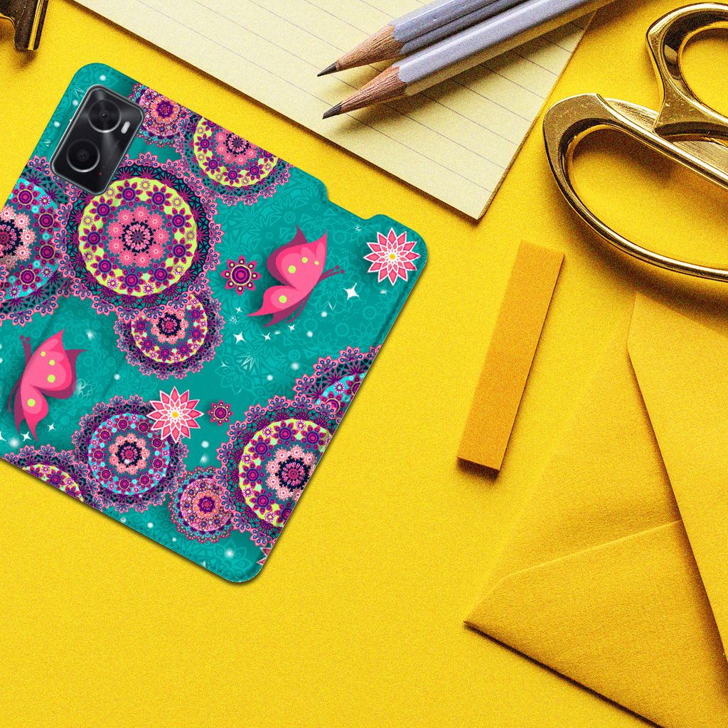 OPPO A96 | A76 Bookcase Cirkels en Vlinders - B2C Telecom