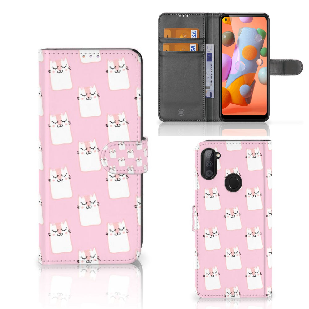 Samsung Galaxy M11 | A11 Telefoonhoesje met Pasjes Sleeping Cats
