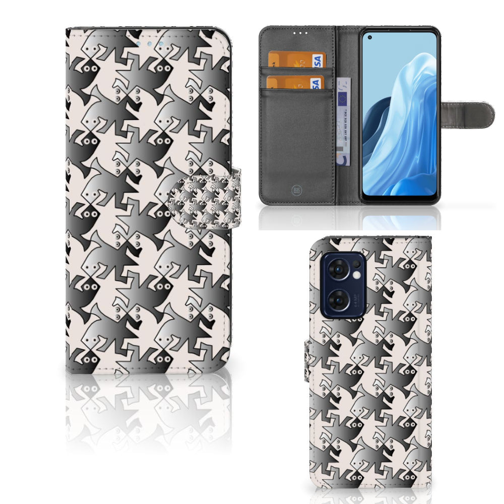 OPPO Find X5 Lite | Reno 7 5G Telefoonhoesje met Pasjes Salamander Grey