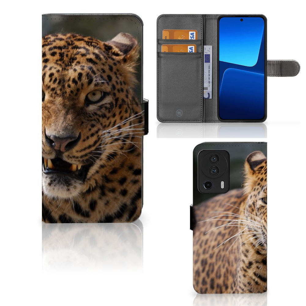 Xiaomi 13 Lite Telefoonhoesje met Pasjes Luipaard