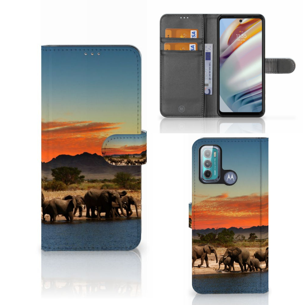 Motorola Moto G60 Telefoonhoesje met Pasjes Olifanten