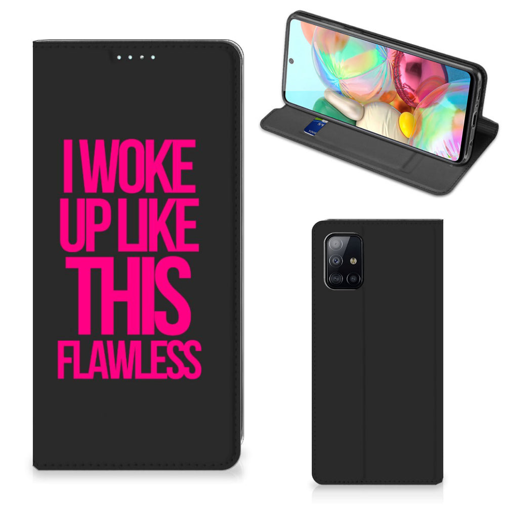 Samsung Galaxy A71 Hoesje met tekst Woke Up - Origineel Cadeau Zelf Maken