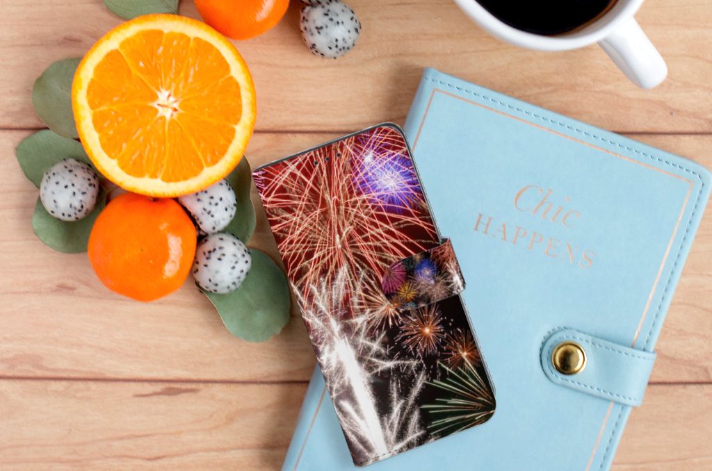 OPPO A91 | Reno3 Wallet Case met Pasjes Vuurwerk