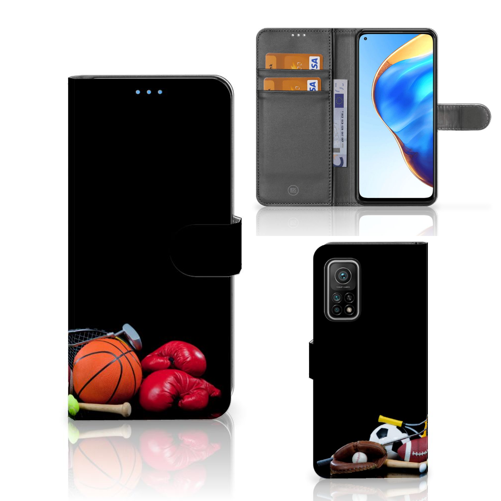 Xiaomi Mi 10T Pro | Mi 10T Wallet Case met Pasjes Sports design with various sports images and card holders.