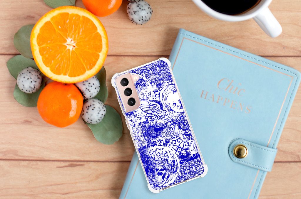 Extreme Case Samsung Galaxy S21 FE Angel Skull Blauw B2C Telecom
