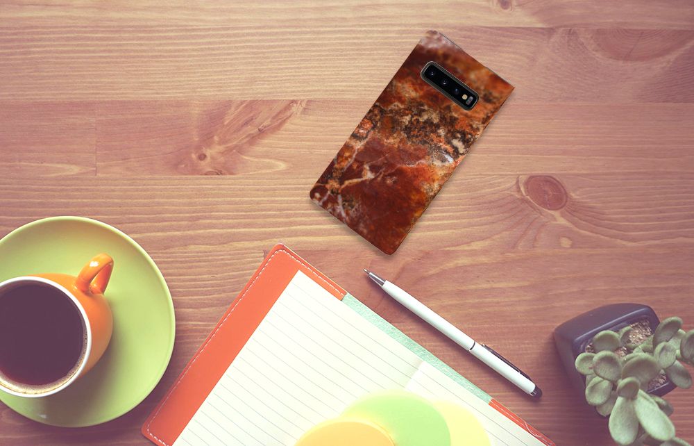 Samsung Galaxy S10 Plus Standcase Marmer Bruin