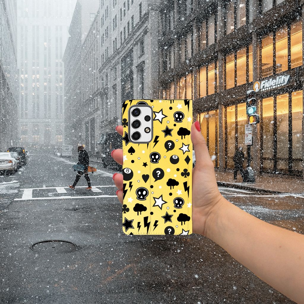 Mobiel BookCase Samsung Galaxy A53 Punk Geel - B2C Telecom