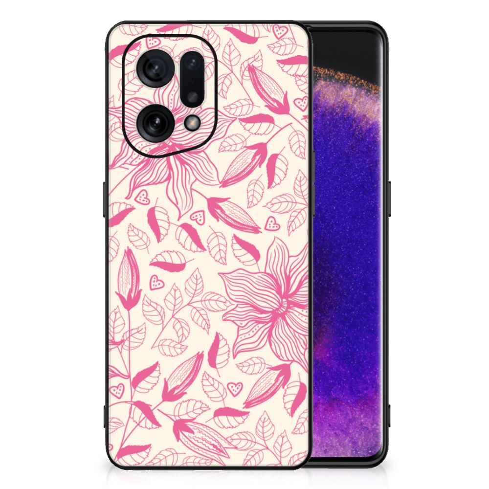 OPPO Find X5 Bloemen Hoesje Pink Flowers