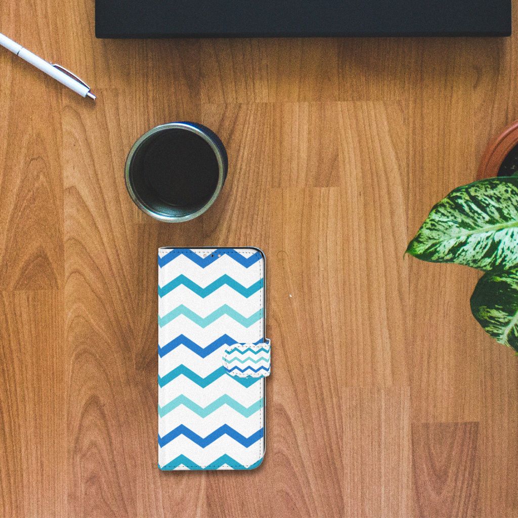 Samsung Galaxy Note 20 Telefoon Hoesje Zigzag Blauw