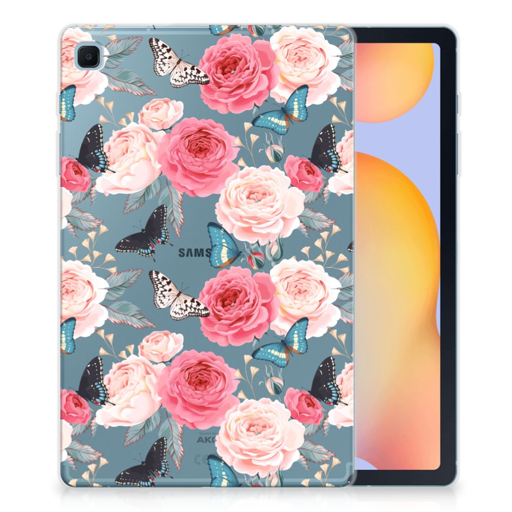 Samsung Galaxy Tab S6 Lite | S6 Lite (2022) Siliconen Hoesje Butterfly Roses - B2C Telecom