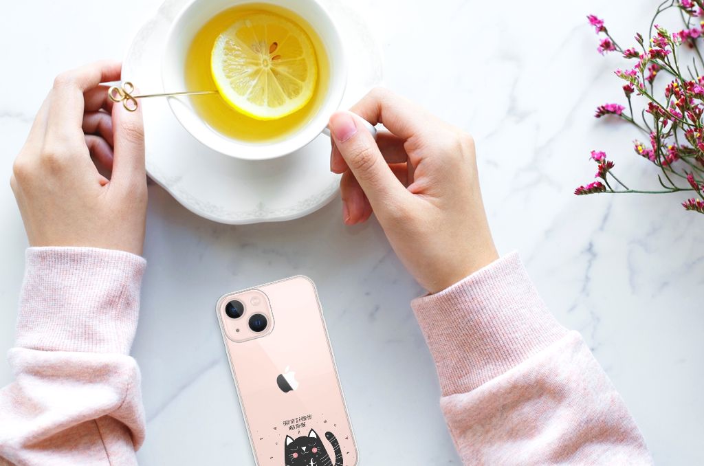 iPhone 13 mini Telefoonhoesje met Naam Cat Good Day B2C Telecom