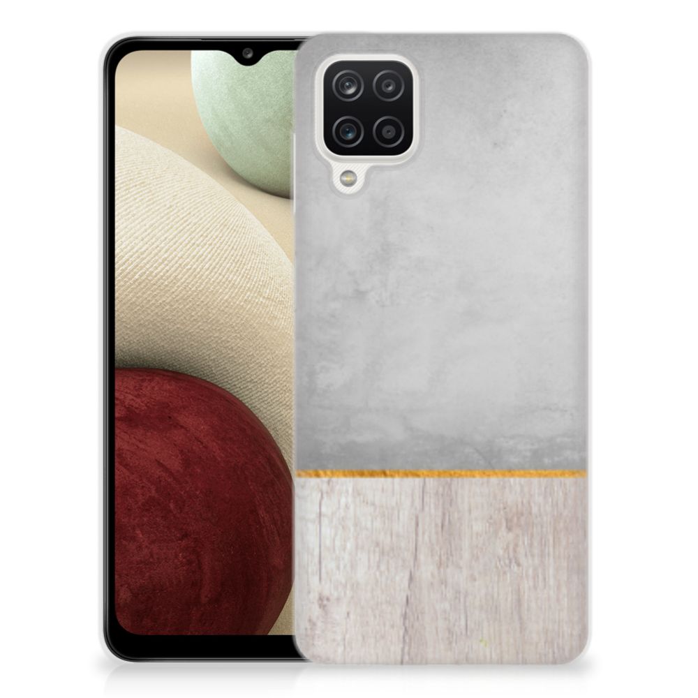 Samsung Galaxy A12 Bumper Hoesje Wood Concrete B2C Telecom