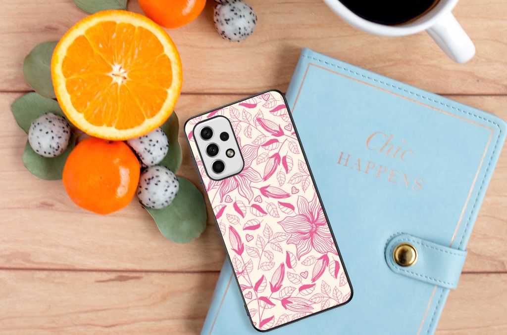 Samsung Galaxy A23 Bloemen Hoesje Pink Flowers B2C Telecom
