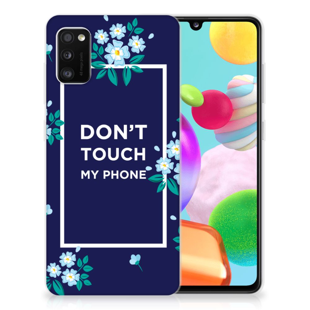 Samsung Galaxy A41 Silicone-hoesje Flowers Blue DTMP B2C Telecom