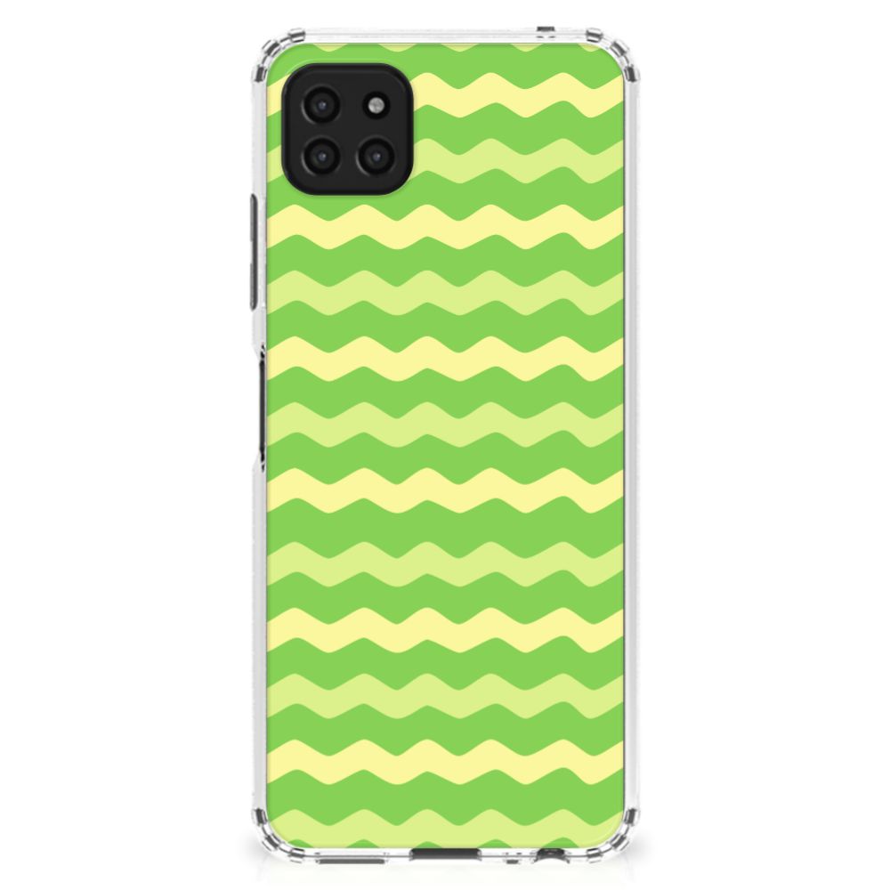 Samsung Galaxy A22 5G Doorzichtige Silicone Hoesje Waves Green B2C Telecom